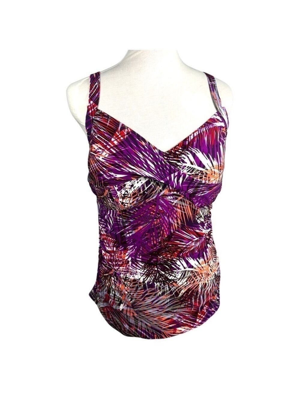 L.L. Bean Shaping Swimwear Tankini Top Print size 16 - Picture 2 of 11